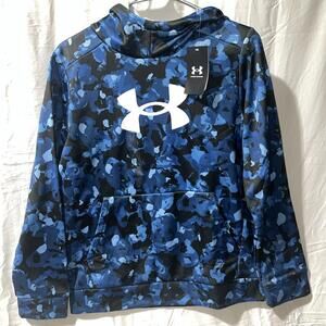 New Under Armour Fleece Big Logo Printed Blue Camo Size Youth Large YL MSRP $45